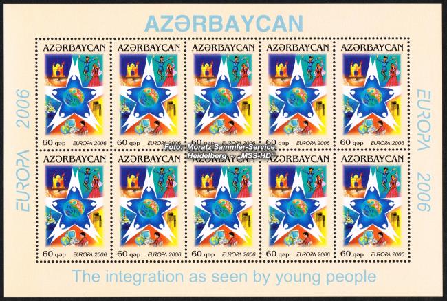 Briefmarken-Ausgabe Aserbaidschan: Europa CEPT 2006 - Integration - Kleinbogen