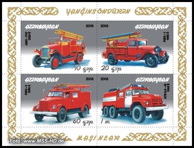 Briefmarken-Ausgabe Aserbaidschan: Feuerwehrfahrzeuge