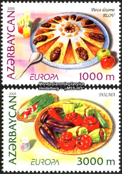Briefmarken-Ausgabe Aserbaidschan: Europa CEPT Gemeinschaftsausgabe 2005 Gastronomie