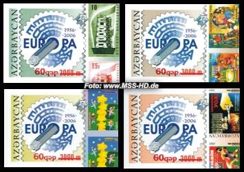 Stamp Issue Azerbaijan: Europe Stamps 50 Years - imperforated overprint, 686-89B