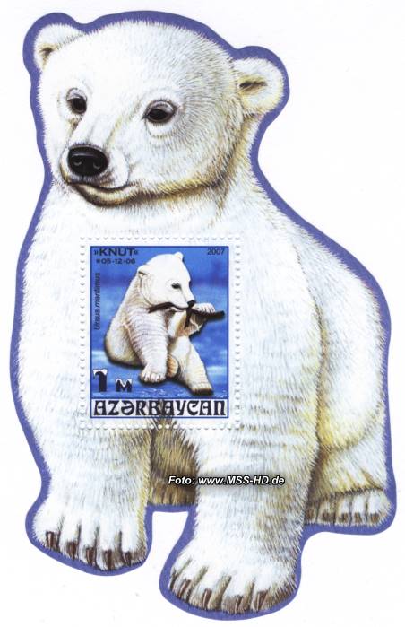 Stamp Issue Azerbaijan: polar bear Knut - souvenir sheet II