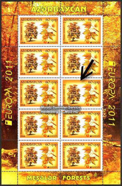 Briefmarken-Ausgabe Aserbaidschan: Europa CEPT Gemeinschaftsausgabe 2011 Wälder