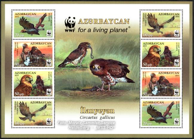 Briefmarken-Ausgabe Aserbaidschan: WWF 2011, Schlangenadler
