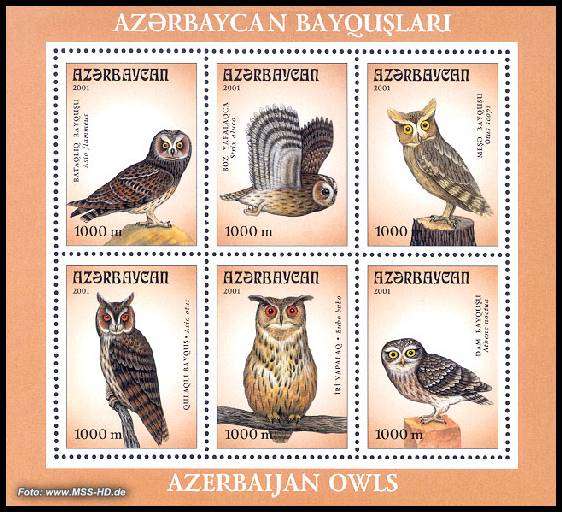 Briefmarken-Ausgabe Aserbaidschan: Eulen, Block 48