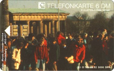 Dt. Telefonkarte O-195 aus dem Telefonkarten-Puzzle 'Brandenburger Tor 1989'