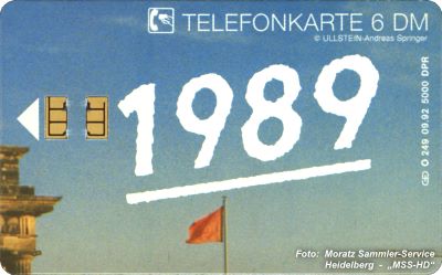 Dt. Telefonkarte O-249 aus dem Telefonkarten-Puzzle 'Brandenburger Tor 1989'